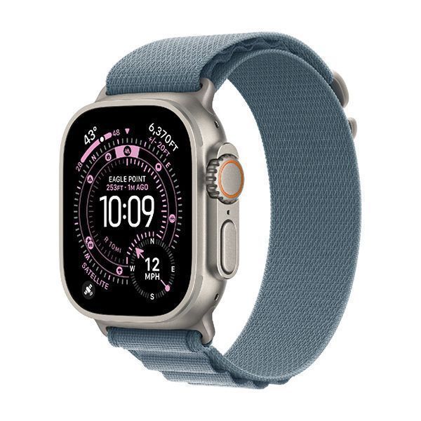 Apple Watch Series Ultra 3 49mm Natural Titanium Case with Light Blue Alpine Loop M
